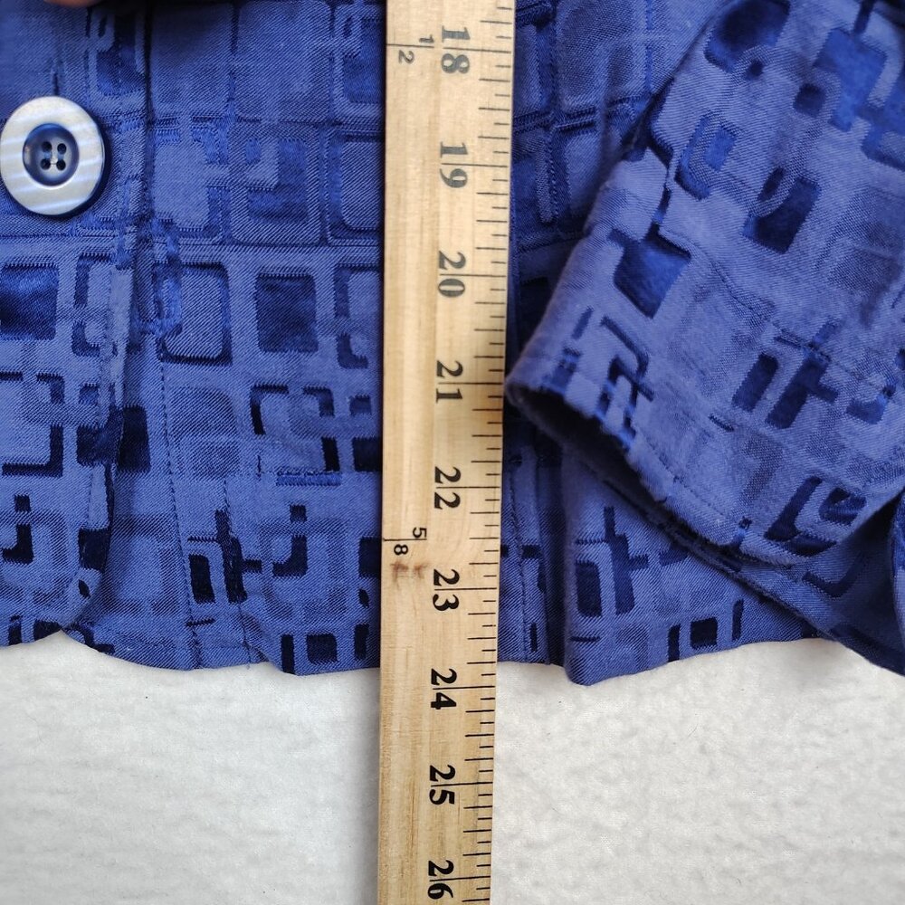 Chicos Blazer Jacket Womens 1 Medium Blue Geometric Buttoned - Picture 7 of 9